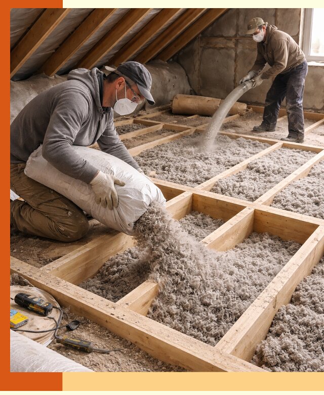 Заполнение полостей чердачного перекрытия в Зеленокумске качественно и надёжно