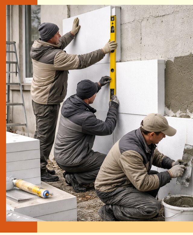 Утепление пенопластом наружных стен и фасадов в Зеленокумске